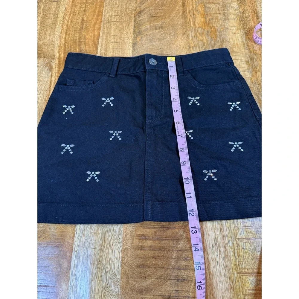 The Children's Place Girls 12 Black Rhinestone Denim Mini Skirt NWT Y2K